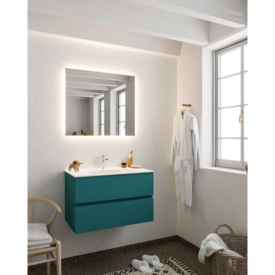 MONDIAZ VICA Ensemble de meuble salle de bain - 80cm - 2 tiroirs - lavabo Cloud central - 1 trou de robinet - solid surface smag