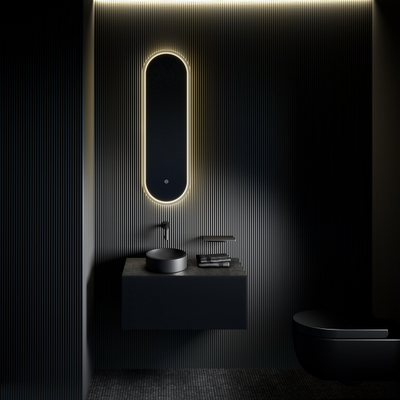Clou Look at Me miroir 90x28cm éclairage à LED Ovale bord satiné Verre