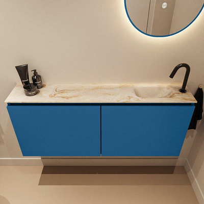 MONDIAZ TURE-DLUX Meuble de toilette 120 cm Jeans. EDEN lavabo Frappe position droite. Avec 1 trou de robinet.