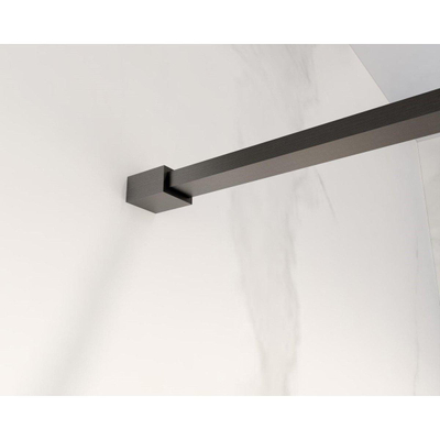 FortiFura Galeria barre de renfort rallongée 200cm pour douche à l'italienne - avec kit de fixation - Gunmetal