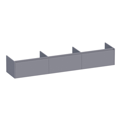 BRAUER Embrace meuble sous-lavabo - 219.8x35x45.5cm - avec 3 tiroirs à fermeture en douceur - sans poignées - 0 découpes pour siphon - gris mat