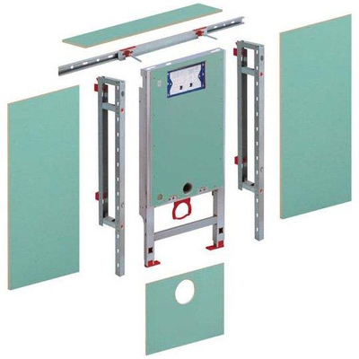 Burda Santro Élément WC E avec réservoir de chasse encastré Geberit UP320 autoportant 82,5/108cm avec chasse double touche frontale largeur max. 125cm