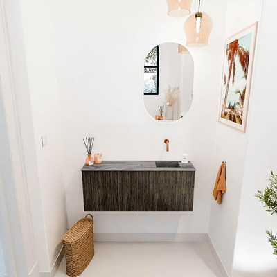 Mondiaz JOYA-DLUX 100cm toiletmeubel - kleur Shadow - Wastafel FAYE positie Rechts Zonder kraangat kleur Sombra.