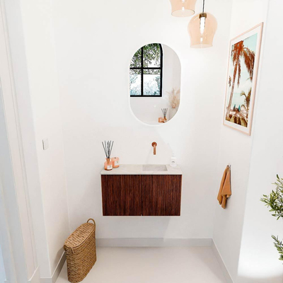 Mondiaz JOYA-DLUX 70cm toiletmeubel - kleur Ruby - Wastafel FAYE positie Rechts Zonder kraangat kleur Ostra.
