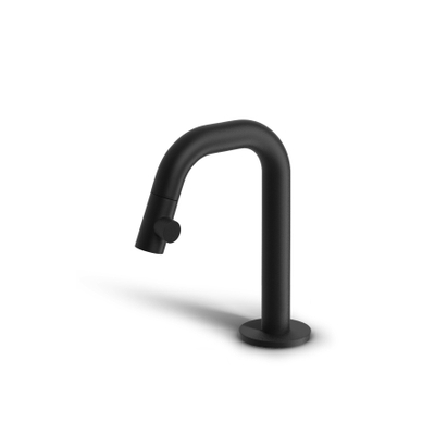 Clou Kaldur robinets chrome robinet de lave-mains 4.5x15.9cm bec court à droite Noir mat