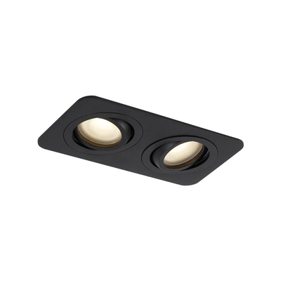 QAZQA Alberto Ensemble de spots encastrés - 2 spots - 11x17,5cm - lampe LED claire incluse - IP44 - Rectangulaire - Noir