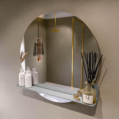 Mondiaz SPOT spiegel – Ø80 cm – met planchet – Plata (zilverblauw)
