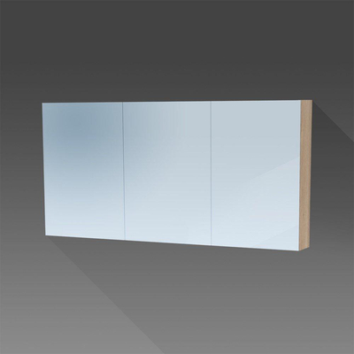 BRAUER Dual Spiegelkast - 140x70x15cm - verlichting - geintegreerd - 3 links- rechtsdraaiende spiegeldeur - MFC - legno calore