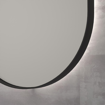 Ink spiegels miroir sp21 ovale dans un cadre en acier, y compris indir led. chauffage. couleur changeante. dimmable et interrupteur 120x60cm noir mat