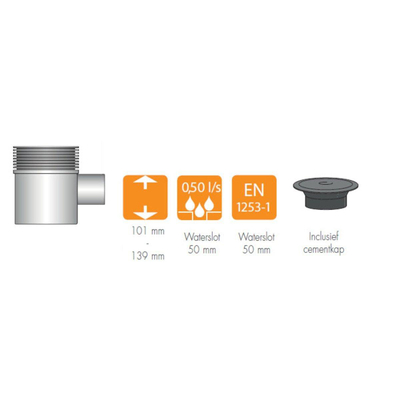 Easy Drain Aqua Quattro drain de sol abs 15x15cm horizontal carrelage 40mm inox SECOND CHOIX