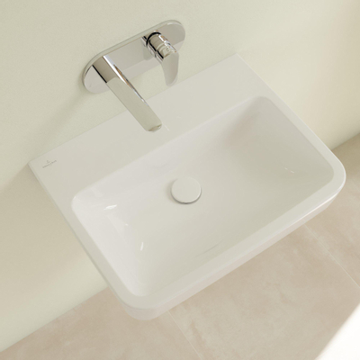 Villeroy & Boch O.novo wastafel - zonder kraangat - 60x46cm - zonder overloop CeramicPlus - White Alpine (glans wit)