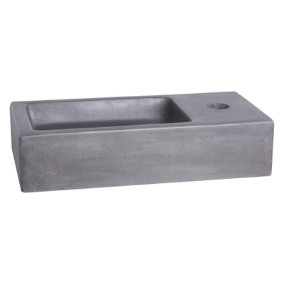 Differnz Ravo kit lave-mains - 38.5x18.5x25cm - Rectangulaire - 1 trou de robinet - Robinet droit noir mat - avec cadre noir - béton gris foncé