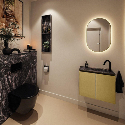 MONDIAZ TURE-DLUX 60cm toiletmeubel Oro. EDEN wastafel Lava positie rechts. Met 1 kraangat.
