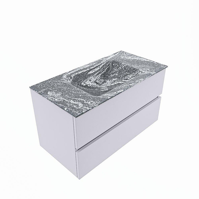 Mondiaz VICA-DLUX Ensemble de meuble de salle de bain - 90cm - meuble sous-vasque cale - 2 tiroirs - lavabo encastrée cloud milieu - sans trous de robinet - version haute de 60cm - lave