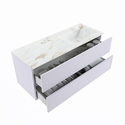 MONDIAZ VICA-DLUX Ensemble meuble de salle de bains - 120cm - sous-meuble cale - 2 tiroirs - lavabo encastré cloud à droite - 1 trou de robinet - version hauteur 60cm - frape