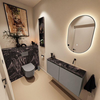 MONDIAZ TURE-DLUX 100cm toiletmeubel Smoke. EDEN wastafel Lava positie rechts. Zonder kraangat.