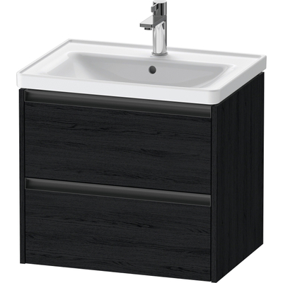 Duravit Ketho 2 meuble sous-lavabo avec 2 tiroirs 63.4x45.5x54.9cm avec poignées chêne anthracite noir mat