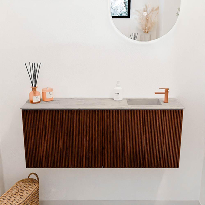 Mondiaz JOYA-DLUX 100cm toiletmeubel - kleur Ruby - Wastafel FAYE positie Rechts 1 kraangat kleur Glace.