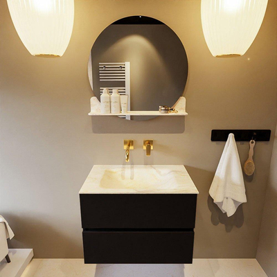 Mondiaz VICA-DLUX ensemble de meuble de salle de bain - 70cm - meuble sous-vasque urban - 2 tiroirs - lavabo encastré cloud milieu - sans trous de robinet - version haute de 60cm - ostra