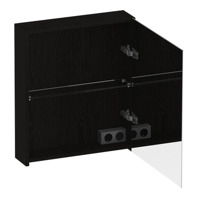 BRAUER Impress armoire de toilette - 60x70x15cm - sans éclairage - avec 1 porte miroir double face à droite - Bois Noir