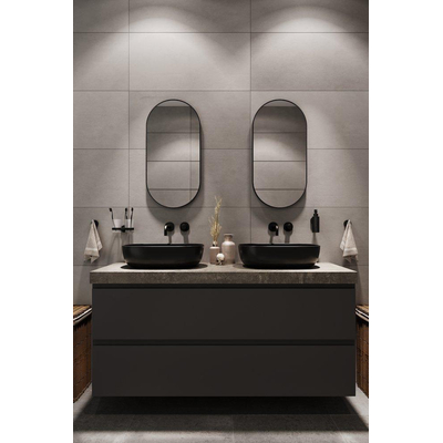 Haceka Deco miroir - 80x40cm - ovale - noir mat
