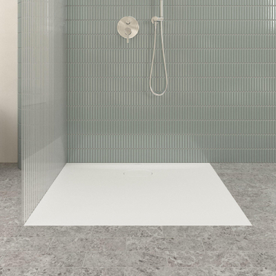 Villeroy & Boch Ecora douchebak - 100x90x3.5cm - afvoer lange zijde - stone white (wit)