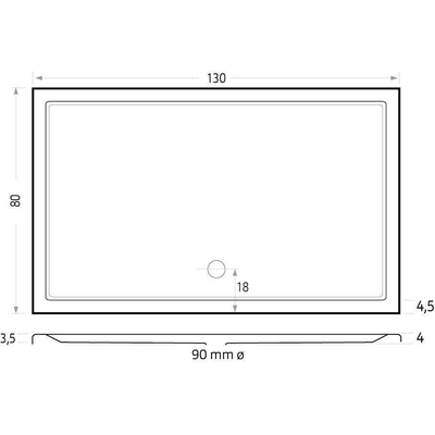Xenz Mariana receveur de douche - 130x80x7 - Acrylique - blanc