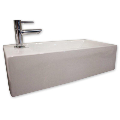 Xellanz Metis Set lave mains 50x25cm avec robinet, siphon et bonde de vidage Blanc
