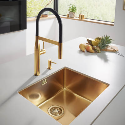 Grohe Essence Keukenkraan - hoog - 2 straalsoorten - met profesionele handdouche - brushed cool sunrise (goud)