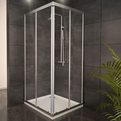 Adema Glass Cabine de douche carré avec 2 portes coulissantes 90x90x189cm vitre claire avec receveur de douche 4cm