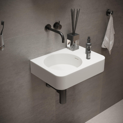 Ideavit Solidbrio Fontein 45x33x14cm rechthoek 0 kraangaten 1 wasbak Solid surface wit