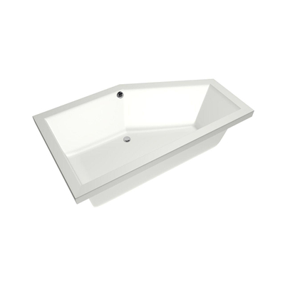 Xenz Society Baignoire d'angle - 160x90x53 - bonde Centrale - Droite - acrylique - blanc mat
