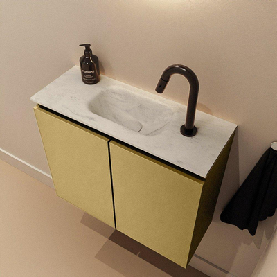 MONDIAZ TURE-DLUX meuble WC 60 cm Oro. EDEN lavabo Opalo position milieu. Avec 1 trou de robinet.
