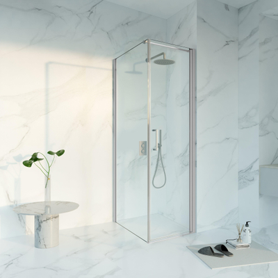 Fortifura Galeria Cabine de douche - 60x80x200 - Verre de sécurité profilé - anticalcaire - Acier inoxydable brossé PVD (inox)