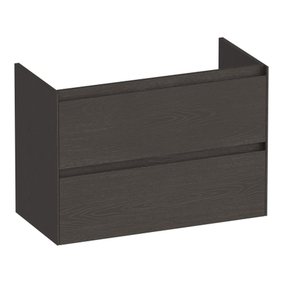 BRAUER Inspire wastafelonderkast ondiep 80 2 softclose lades - greeploos - 1 sifon uitsparing - Timber Anthracite