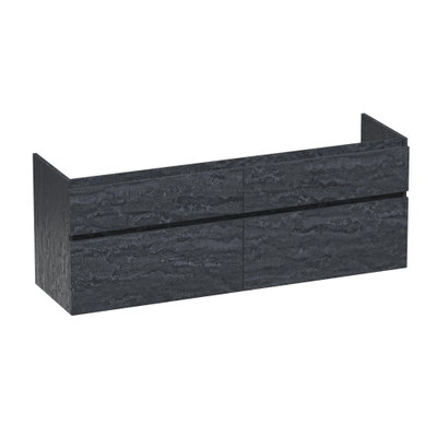 BRAUER Delight meuble sous lavabo - 160x46x60cm - 4 tiroirs à fermeture douce - sans poignée - 2 découpes pour siphon - Damas