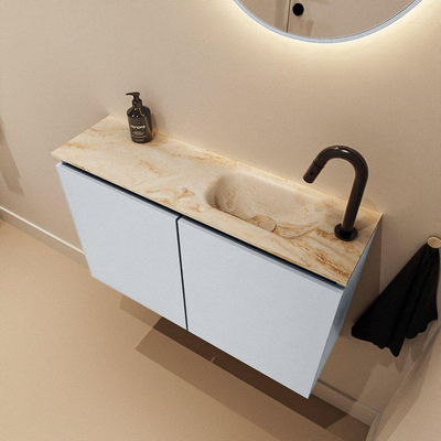 MONDIAZ TURE-DLUX 80cm toiletmeubel Clay. EDEN wastafel Frappe positie rechts. Met 1 kraangat.
