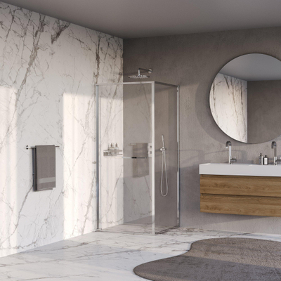 BRAUER Luminis Douchecabine - 90x90x200cm - 2-delig naar binnen draaiend - helder glas - omkeerbaar - incl. glascoating - chroom chroom
