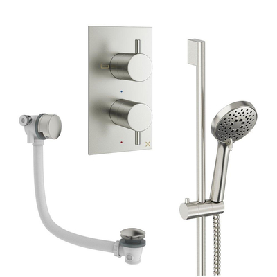 Crosswater MPRO Handdoucheset - 2 hendels - badafvoer - handdouche - glijstang - geborsteld RVS