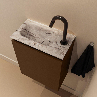 MONDIAZ TURE-DLUX 40cm toiletmeubel Rust. EDEN wastafel Glace positie links. Met 1 kraangat.