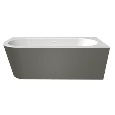 Xenz charley xs baignoire d'angle, droite 165x75 bicolor blanc/ciment incl. 7006 combleur de bain combi blanc brillant