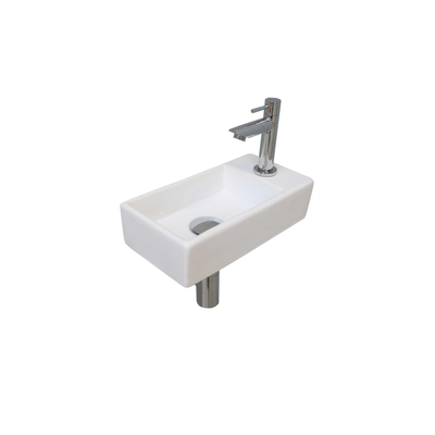 Ink Versus pack lave-mains – 36 x 18 x 9 cm – porcelaine blanc brillant – perçage à droite – robinet chromé