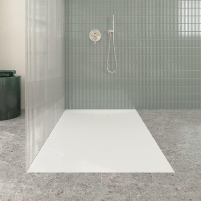 Villeroy & Boch Ecora douchebak - 140x90x3.5cm - afvoer korte zijde - stone white (wit)