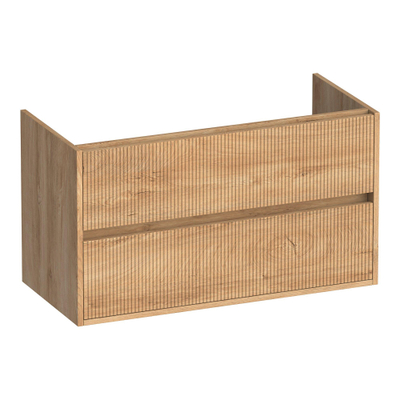 BRAUER Adore Wavy wastafelonderkast 100 2 softclose lades - greeploos - 1 sifon uitsparing - Forest Tan