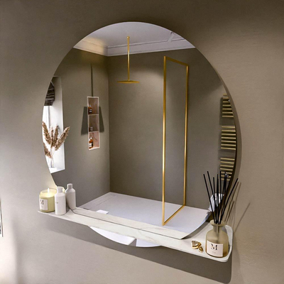 Mondiaz SPOT miroir – Ø 120 cm – avec tablette – Ostra (beige)