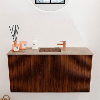 Mondiaz JOYA-DLUX 80cm toiletmeubel - kleur Ruby - Wastafel FAYE positie Midden 1 kraangat kleur Arena.