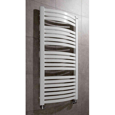 HR Badmeubelen Round Designradiator 57x141cm met aansluiting op hoekpunten 712Watt Wit Glans OUTLETSTORE