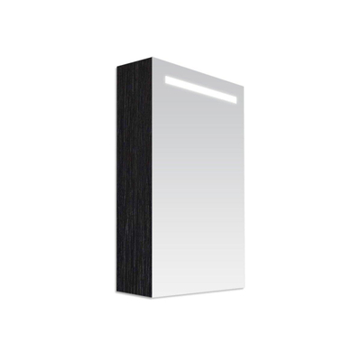 BRAUER Double Face Spiegelkast - 60x70x15cm - verlichting - geintegreerd - 1 linksdraaiende spiegeldeur - MFC - black wood