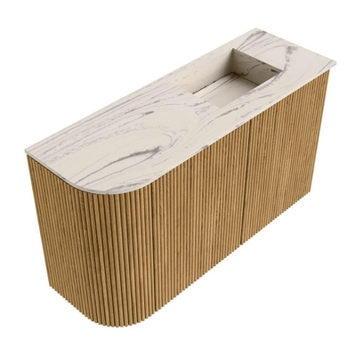 Mondiaz JOYA-DLUX Meuble de toilette - 71,6cm - arrondi gauche couleur Chêne - Vasque FAYE position Droite Sans trou de robinet couleur Nata