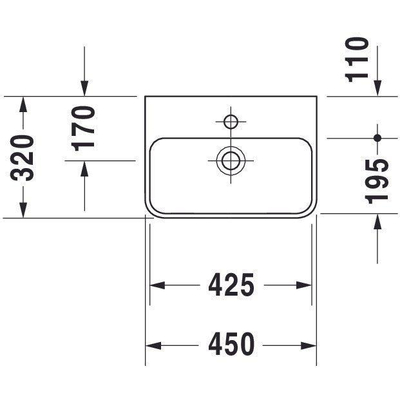 Duravit Starck Me lave-mains sans trou de robinet avec trop-plein 45x32cm blanc mat